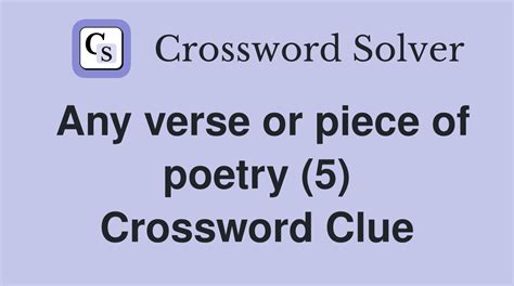 crossword clue verse|verse crossword clue 5 letters.